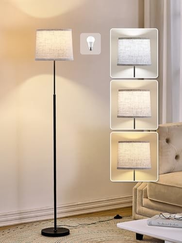 60" Modern Floor Lamp for Living Room Bedroom, Standing Lamp with Oatmeal Black