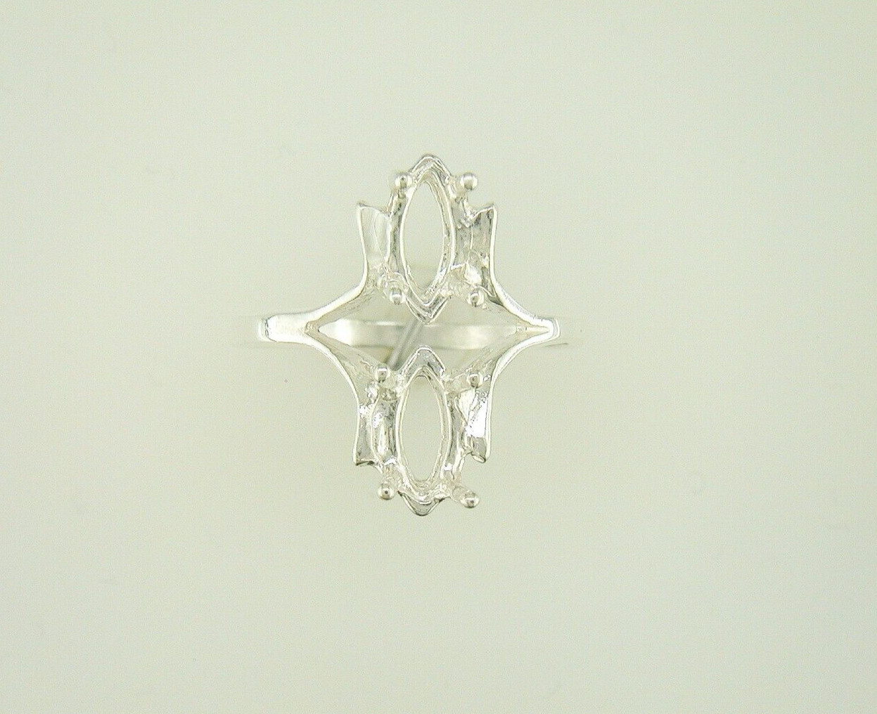 Double 10 x 5 mm Marquise Cut Sterling Silver Ring Setting