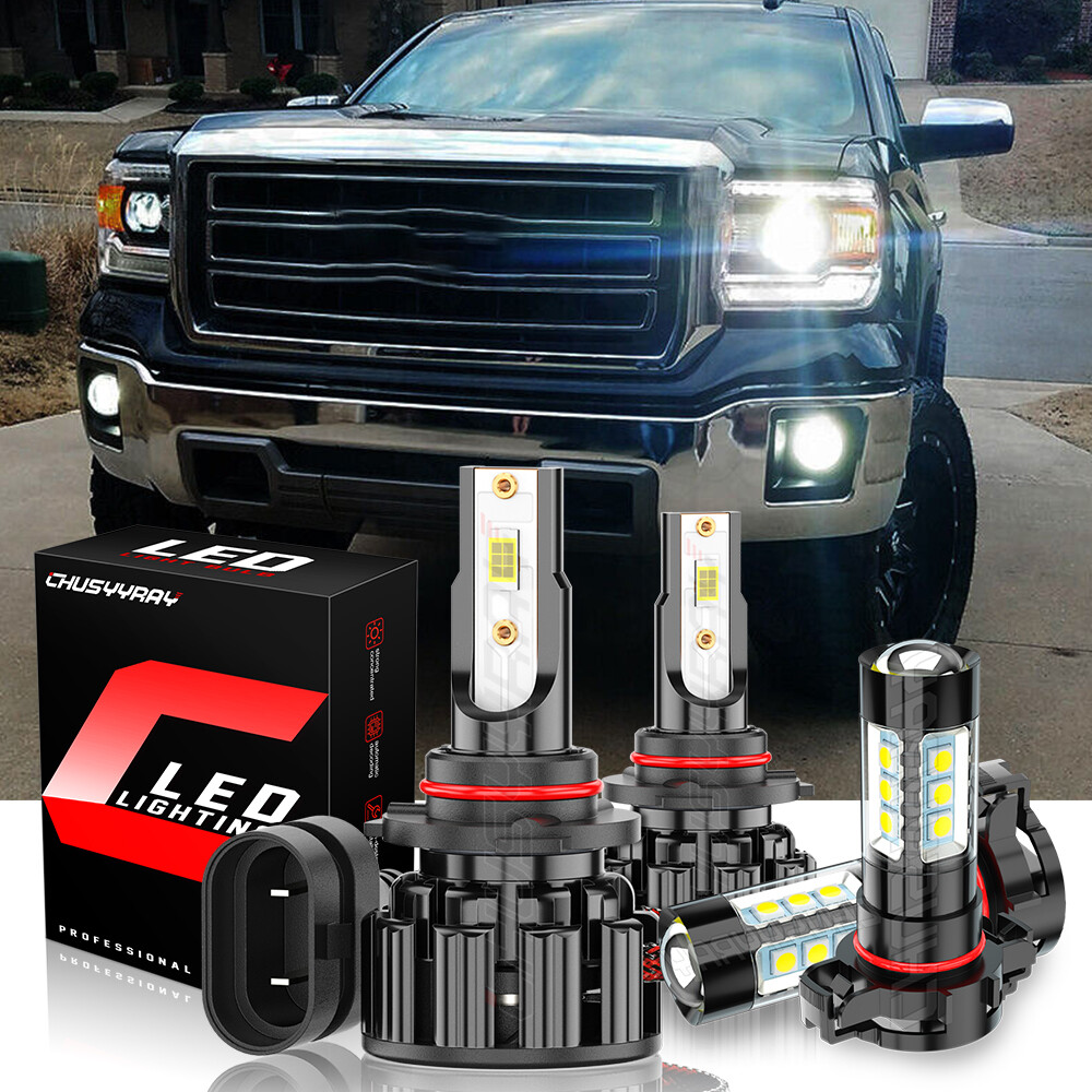 For 2014-15 GMC Sierra 1500 LED Headlight Hi/Lo + Fog Light Bulbs Combo 4Pcs