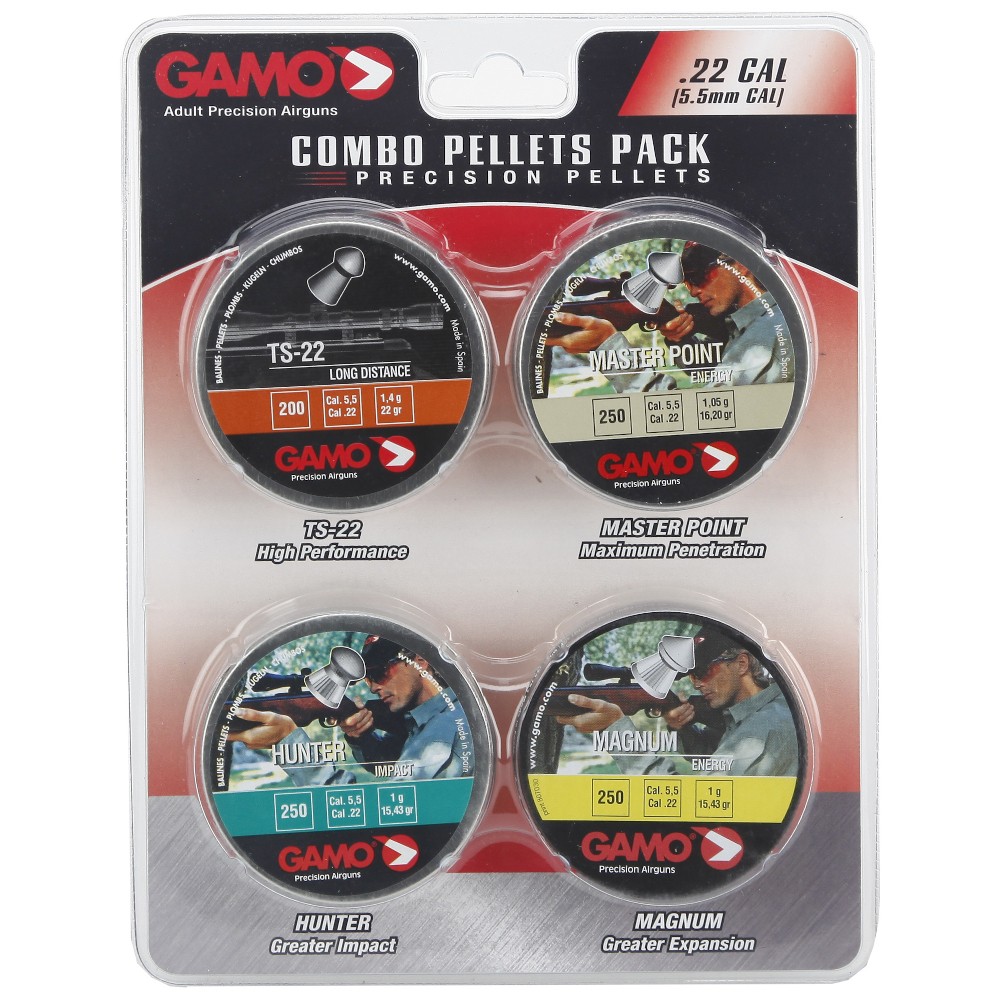 Gamo Combo Pack Assorted .22 Cal. (Ts-22, Hunter, Magnum, Master Point)