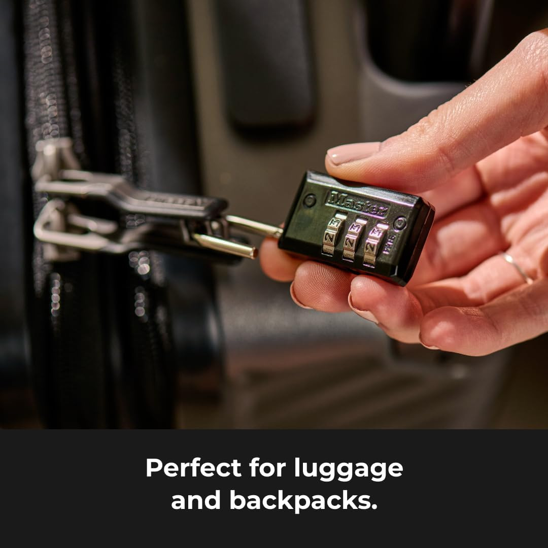 Black Combination Padlock, Indoor Gym Locker Lock with Customizable 3-Digit Code