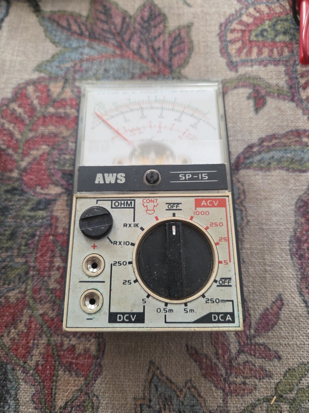 Vintage AWS Mini-Meter SP-15 Analog Meter w/ Leads + AWS SP-5
