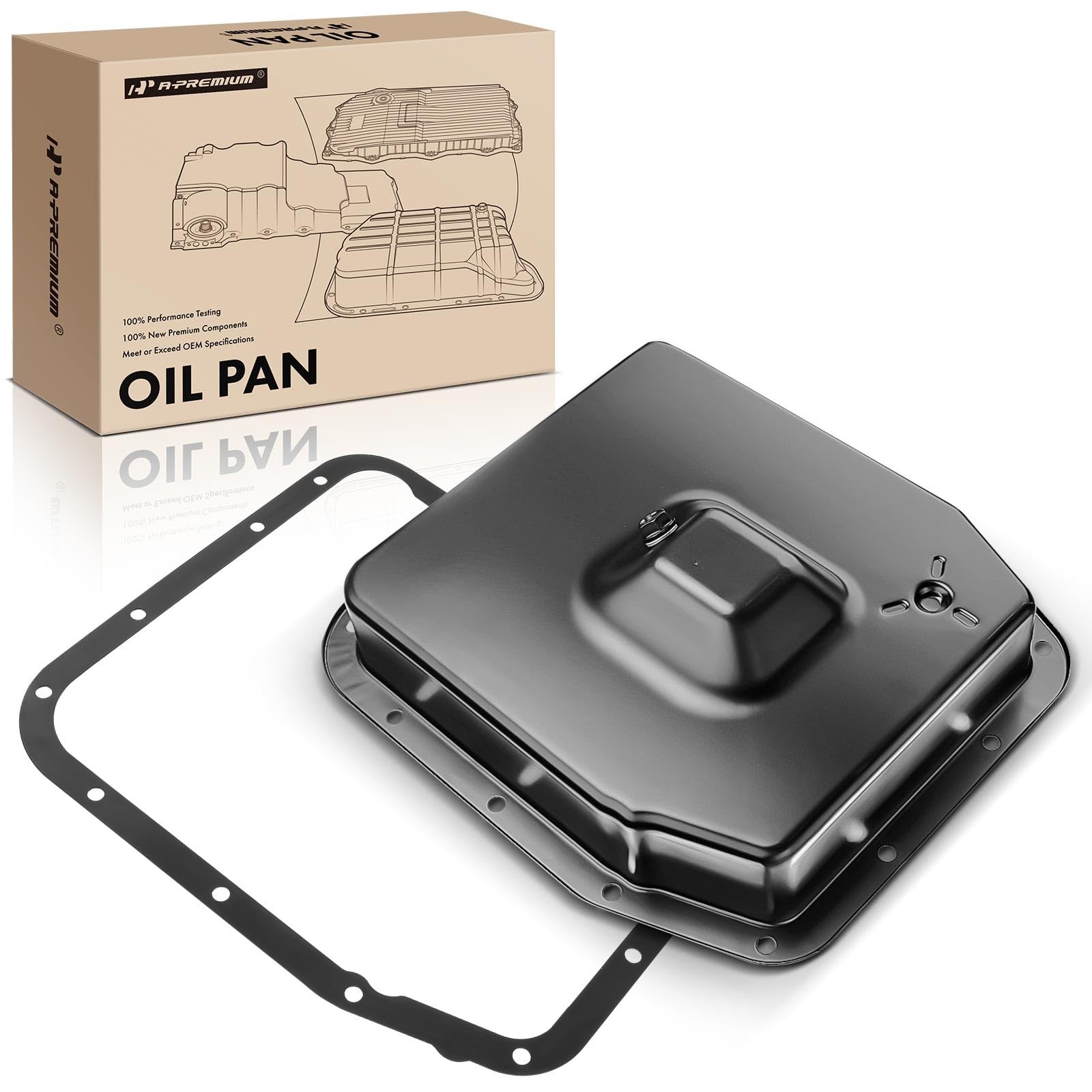 A-Premium Transmission Oil Pan with Drain Plug & Gasket Compatible with 4R70W 4R