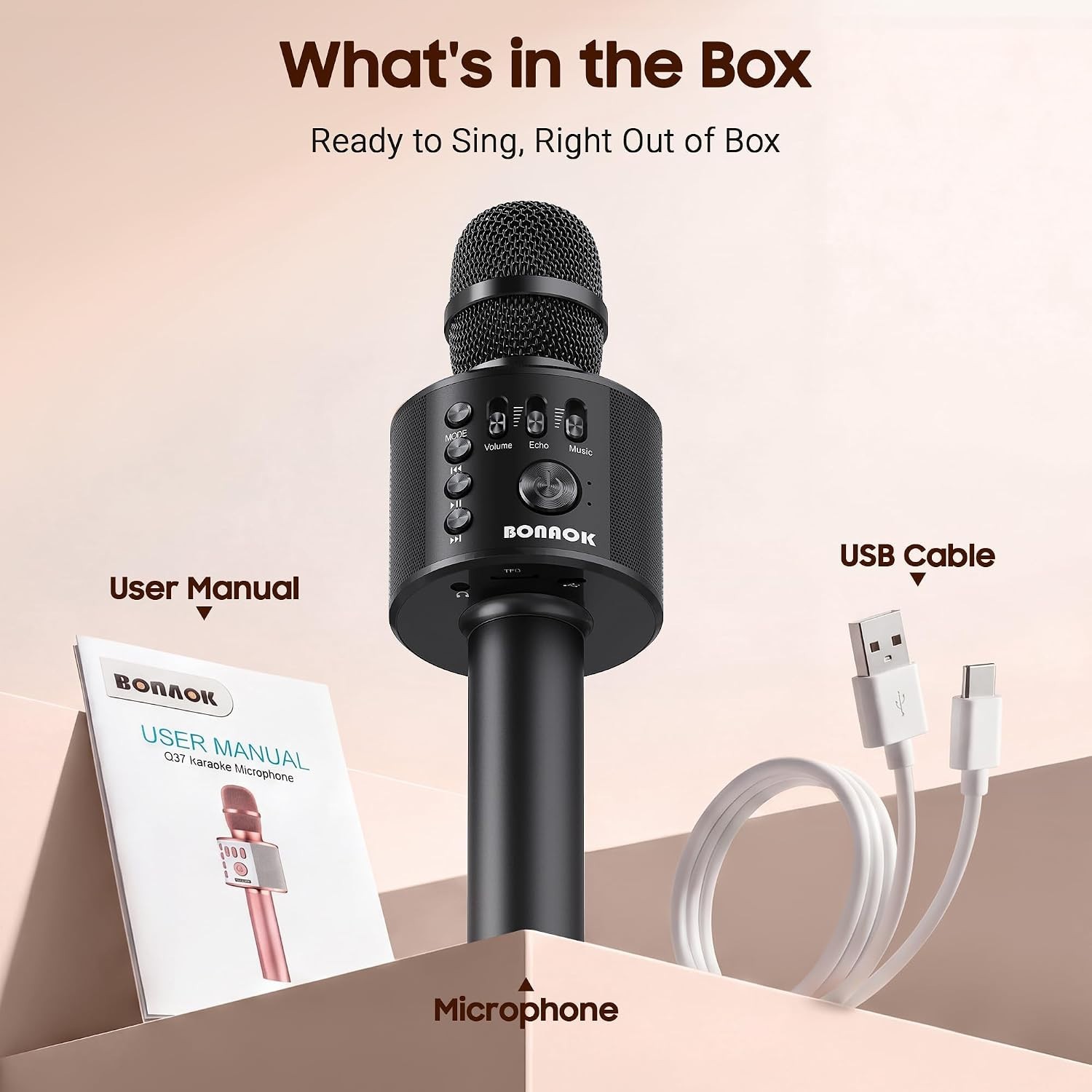 Bluetooth Karaoke Microphone with Volume Control - Perfect for Fun Gatherings