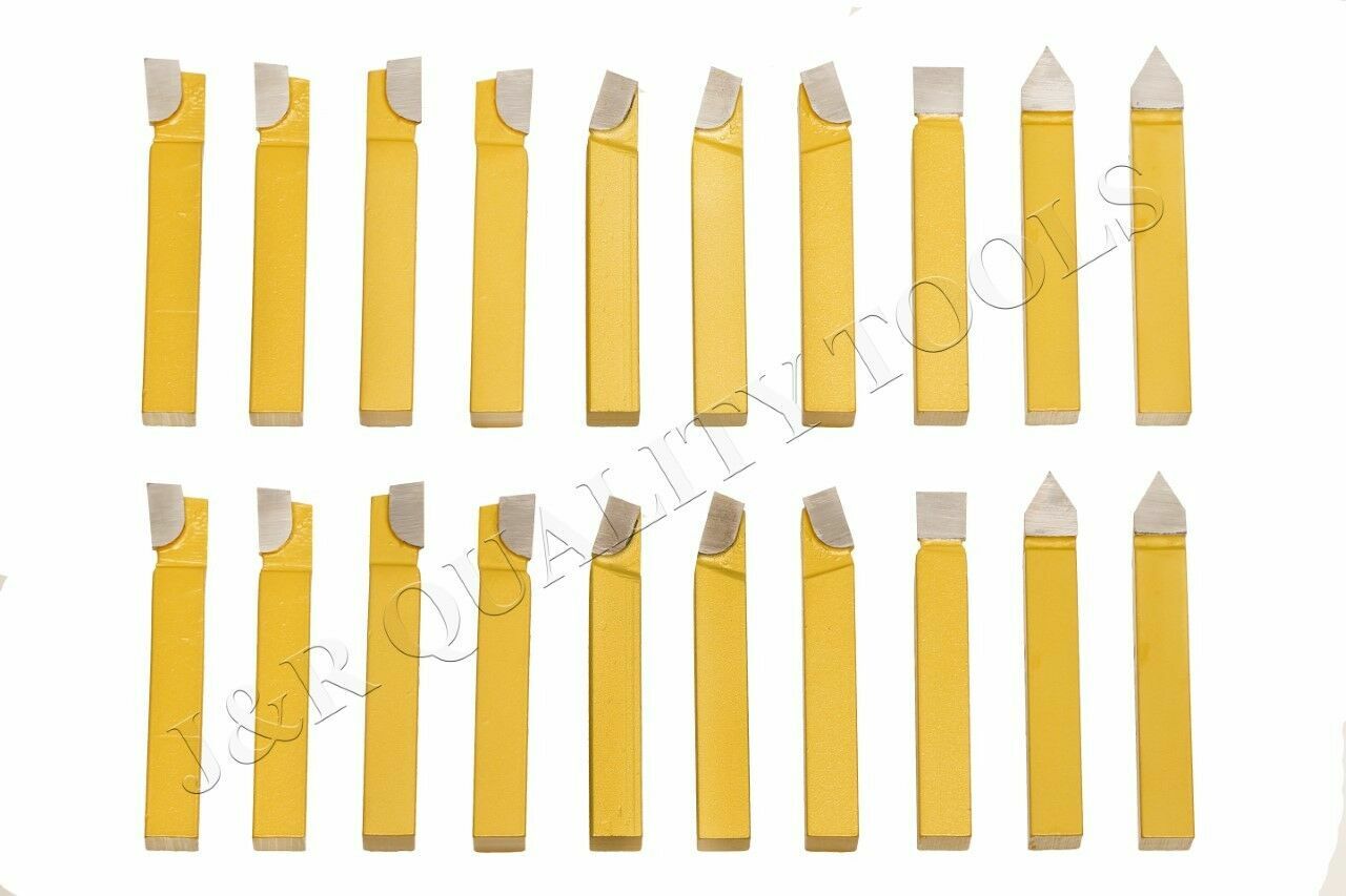 1/4" CARBIDE TIP TOOL BITS (C-2 & C-10) | LATHE MILLING CUTTING TOOLS | 20PC SET