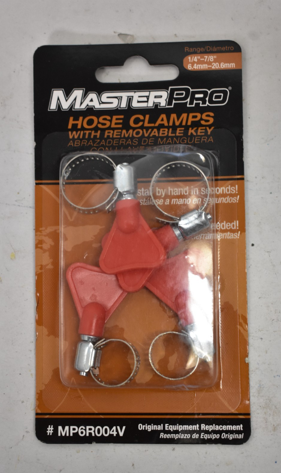 Master Pro Hose Clamps w Removable Key 4 Piece MP6R004V 1/4" To 7/8" Range