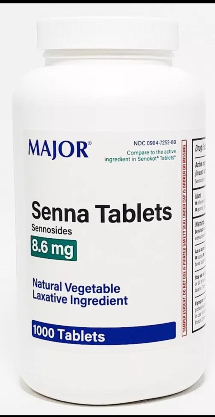 Major Senna 8.6mg Laxative Tablets 1000ct -Expiration Date 10/2028