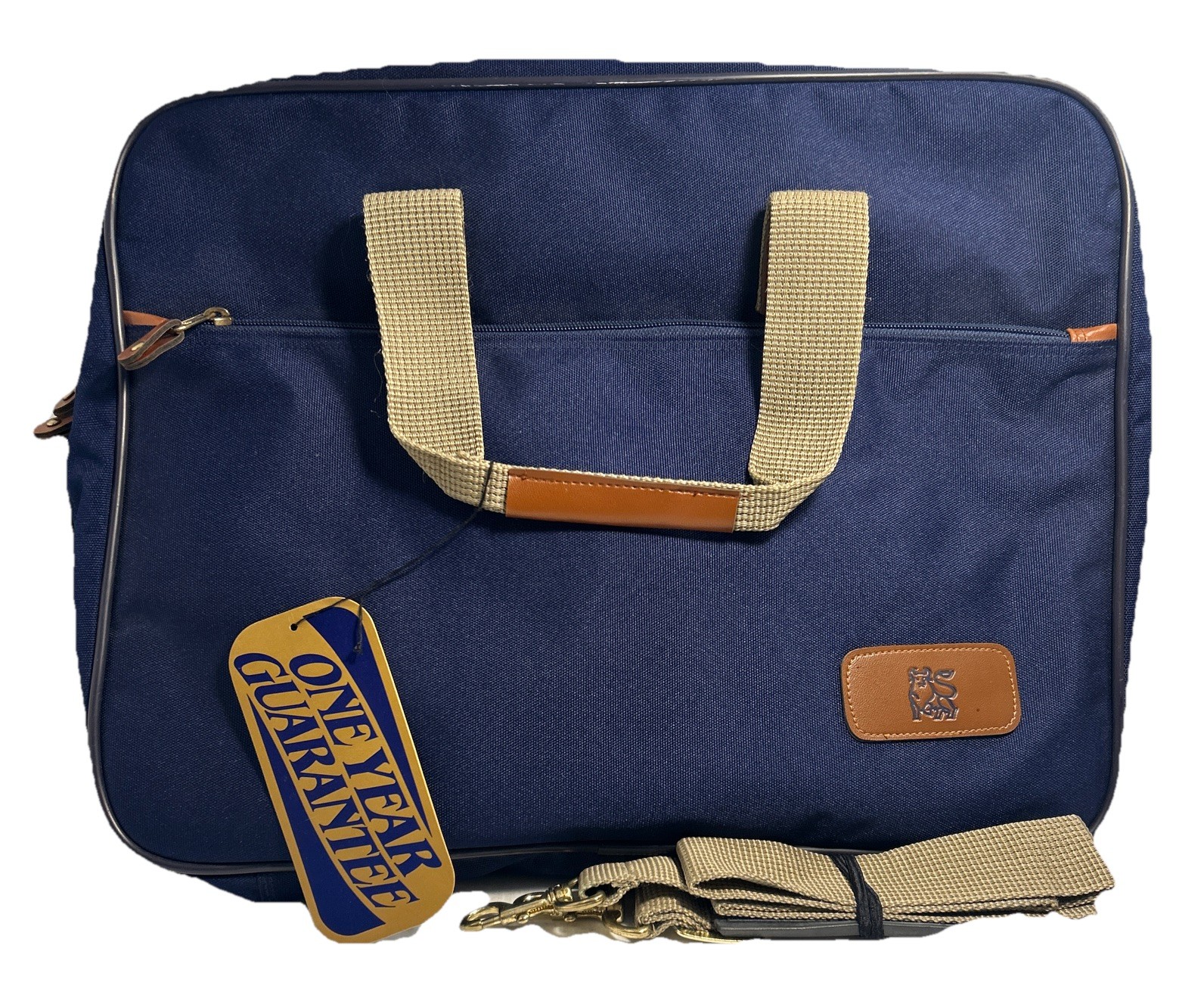 Merril Lynch Canvas Shoulder Bag in Blue and Brown Canvas Great for Work Travel