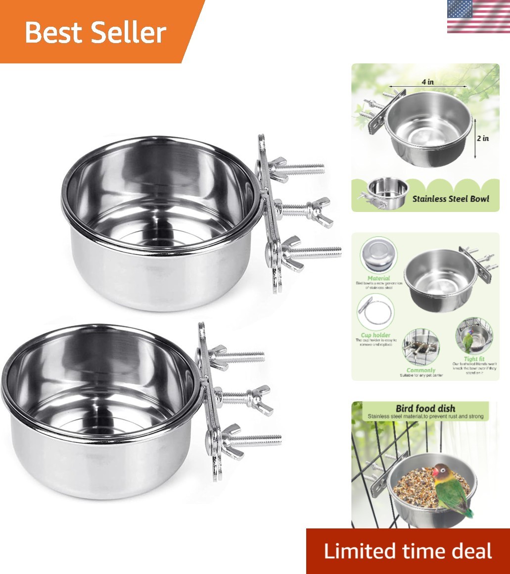 Secure and Easy-to-Clean Bird Food Bowls - 2 Pcs for Your Feathered Friends