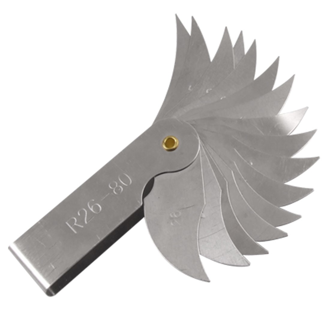 R26-80mm Measure Tool 15 Leaves Metal Radius Gauge Gage