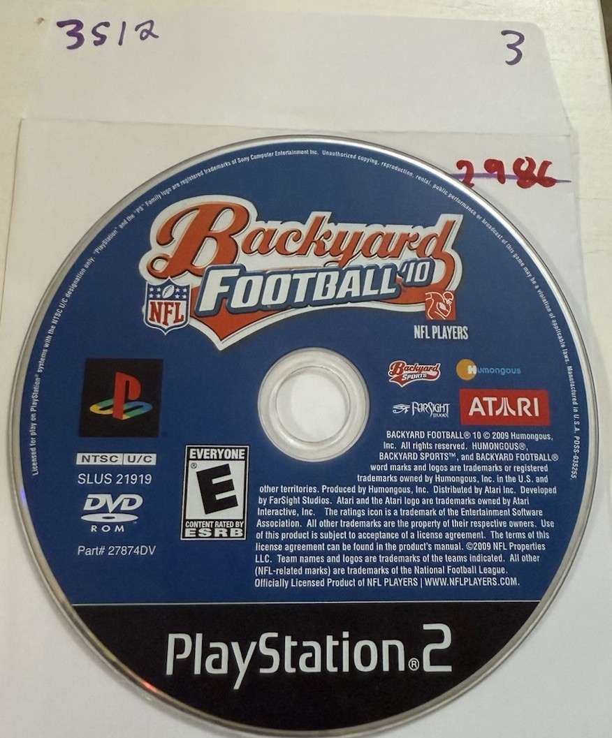 Backyard Football '10 Playstation 2 Disc Only No Track #3512