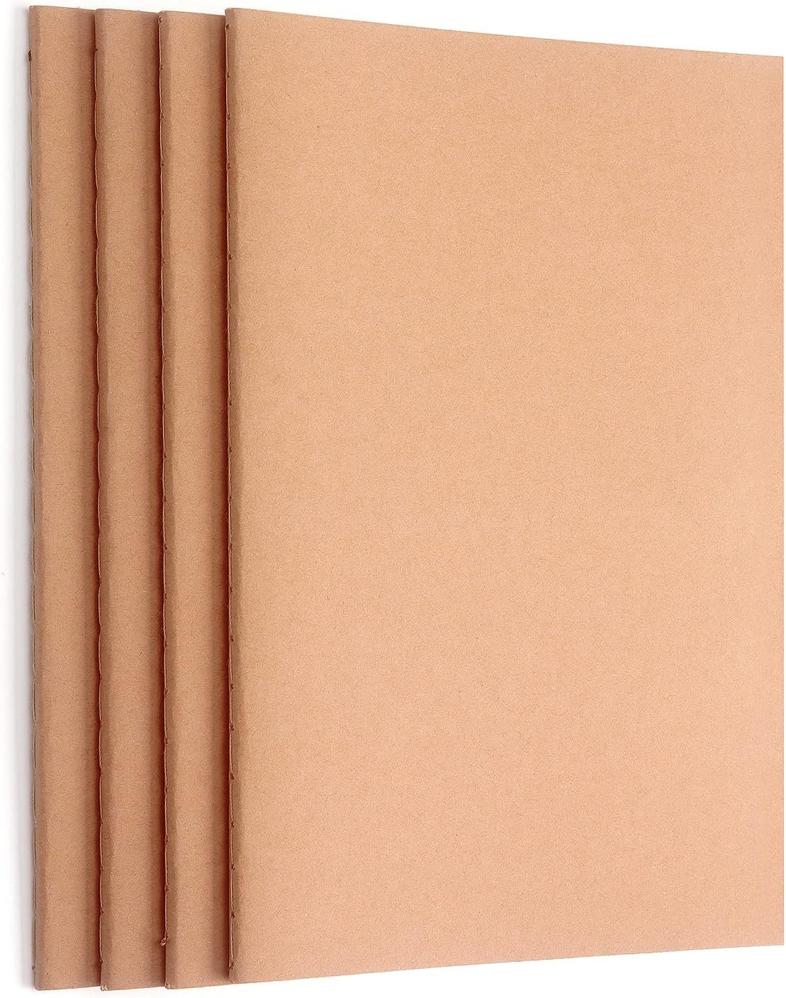 ZZTX 4 Pack Blank Kraft Notebooks, Paper Sketchbooks for Off White
