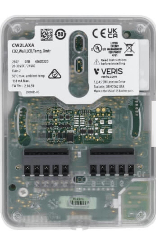 Veris Industries CW2LAXA Wall CO2 / Temperature Sensor Transmitter with LCD