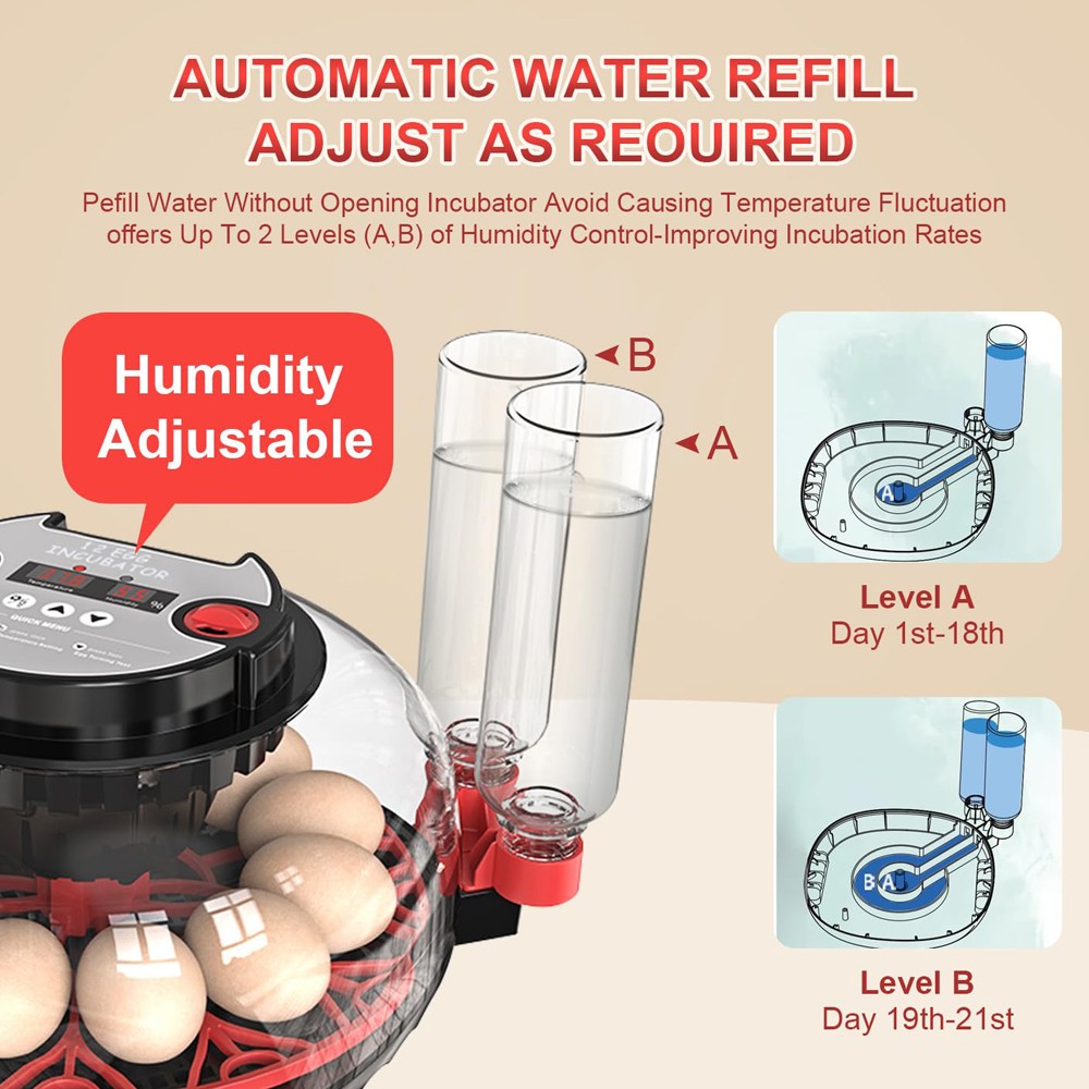 12 Egg Automatic Turning Chicken Hatcher Incubators Stable Temperature Incubator