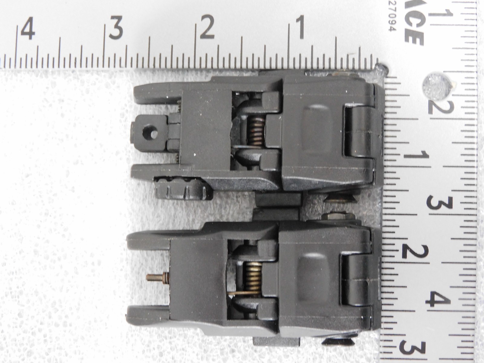 Black Polymer Folding Front and Rear Sight Flip Up Backup Sights Picatinny
