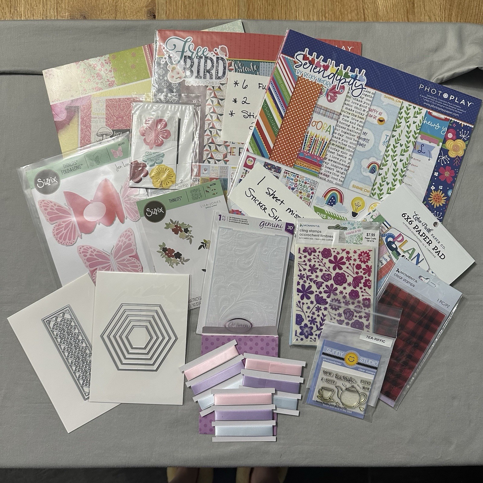 Mega Scrapbooking Lot Photoplay Free Bird Serendipity Echo Park Sizzix Die Stamp