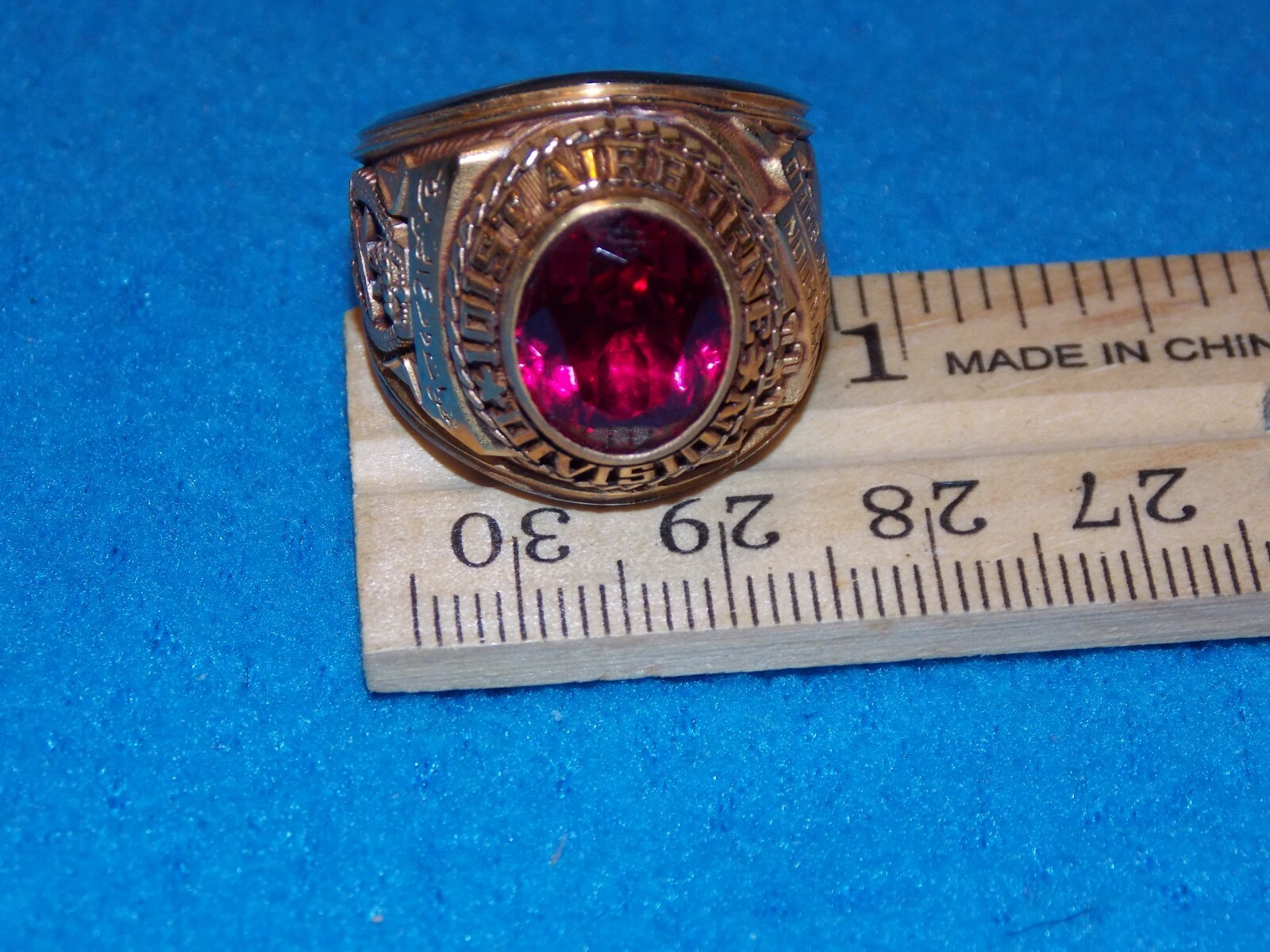 101 st AIRBORNE DIVISION DESERT SHIELD RED STONE RING Size 10- NOS - ALPHA BRAND