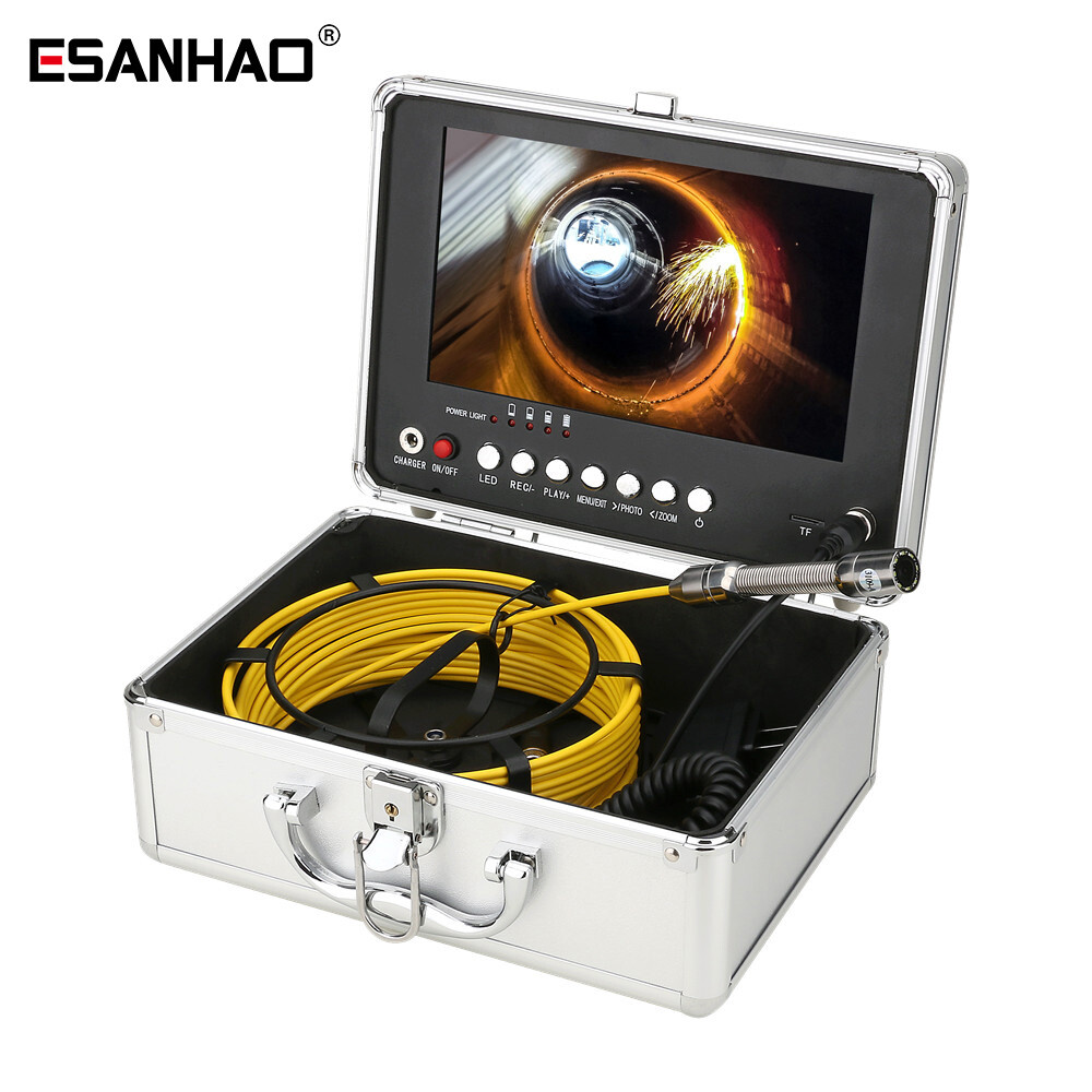 17mm Drain Sewer Pipe Inspection Camera 16GB Video DVR Endoscope 9" Monitor 10M