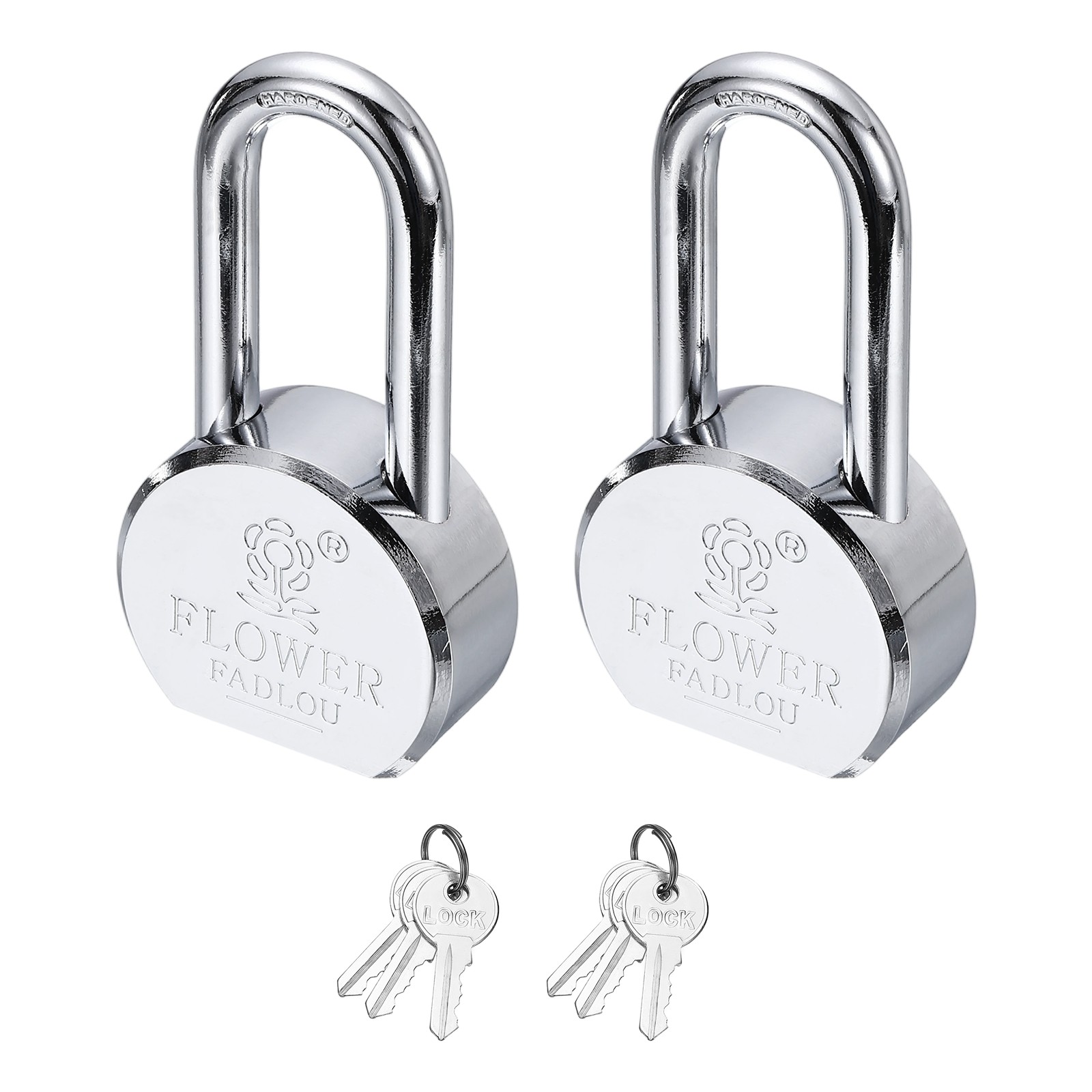 2Pcs 121.5 x 65 mm Heavy Duty Lock Alloy Steel High Security Padlock with 6 Keys