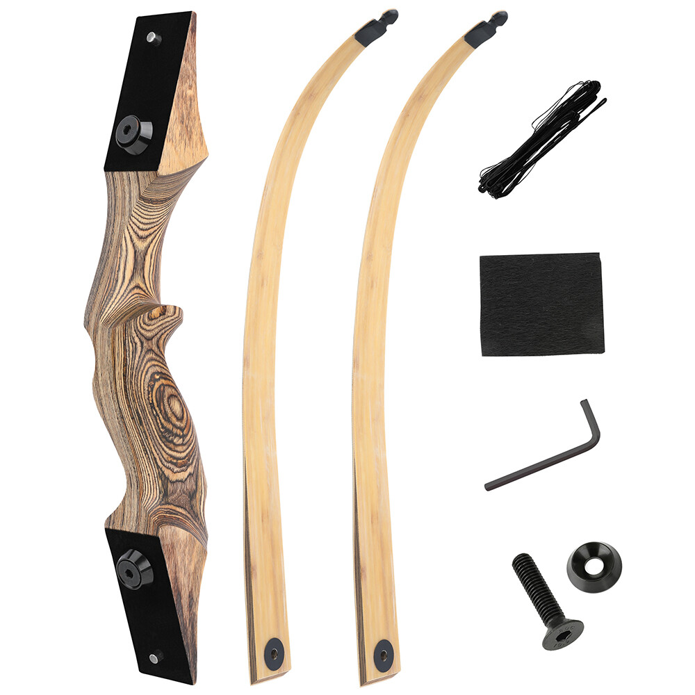 US 60" Takedown Hunting Bow 20-60lbs Recurve Bow Wooden Adult Archery Target RH