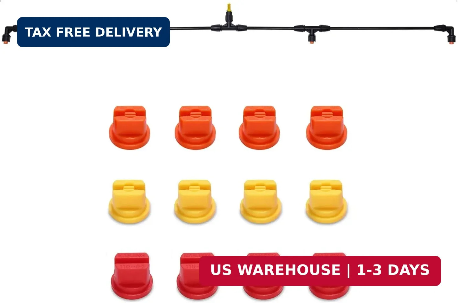 Sprayer Boom Wand with 3 Flow Rate Nozzles -Wide-Coverage Agricultural & Lawn Sp
