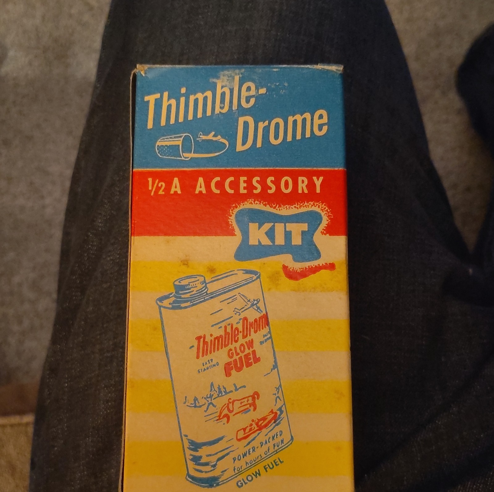 Vintage 1950s Cox Thimble Drome 1/2A Kit #660 Skylon Reel + Full Glow Fuel Can