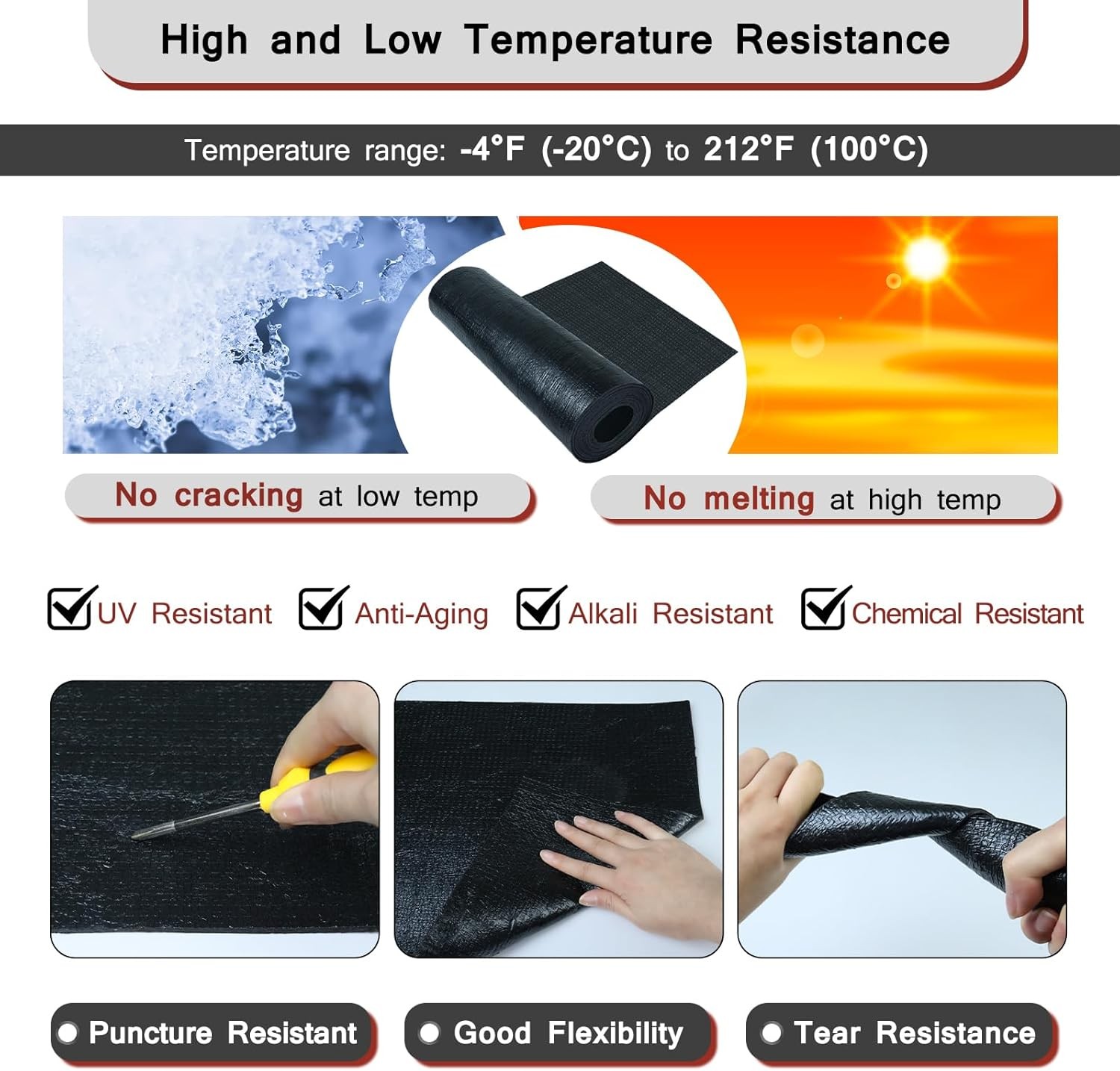 SBS Modified Bitumen Waterproofing Membrane Roll, 13 Inch x 8.2 Black
