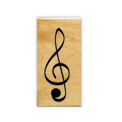 G CLEF / TREBLE CLEF lg. mounted rubber stamp, music symbol #2