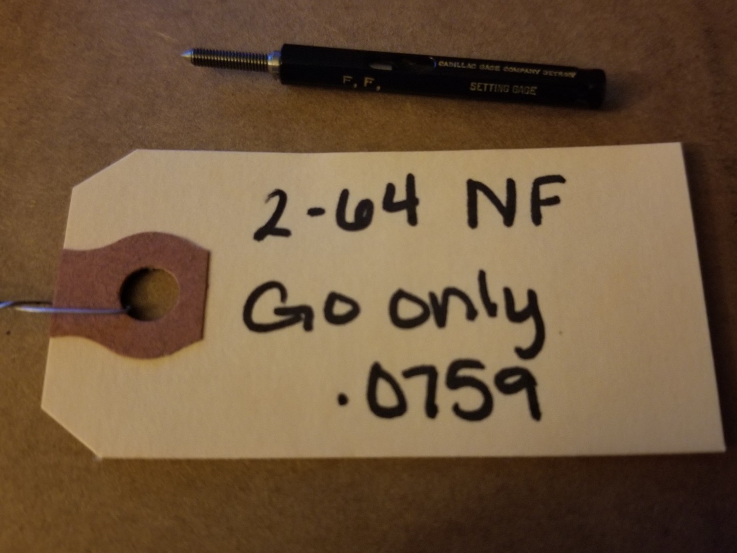 Cadillac Gage 2-64 NF Setting Gage Thread Gage GO only .0759  1E-2256-Y8