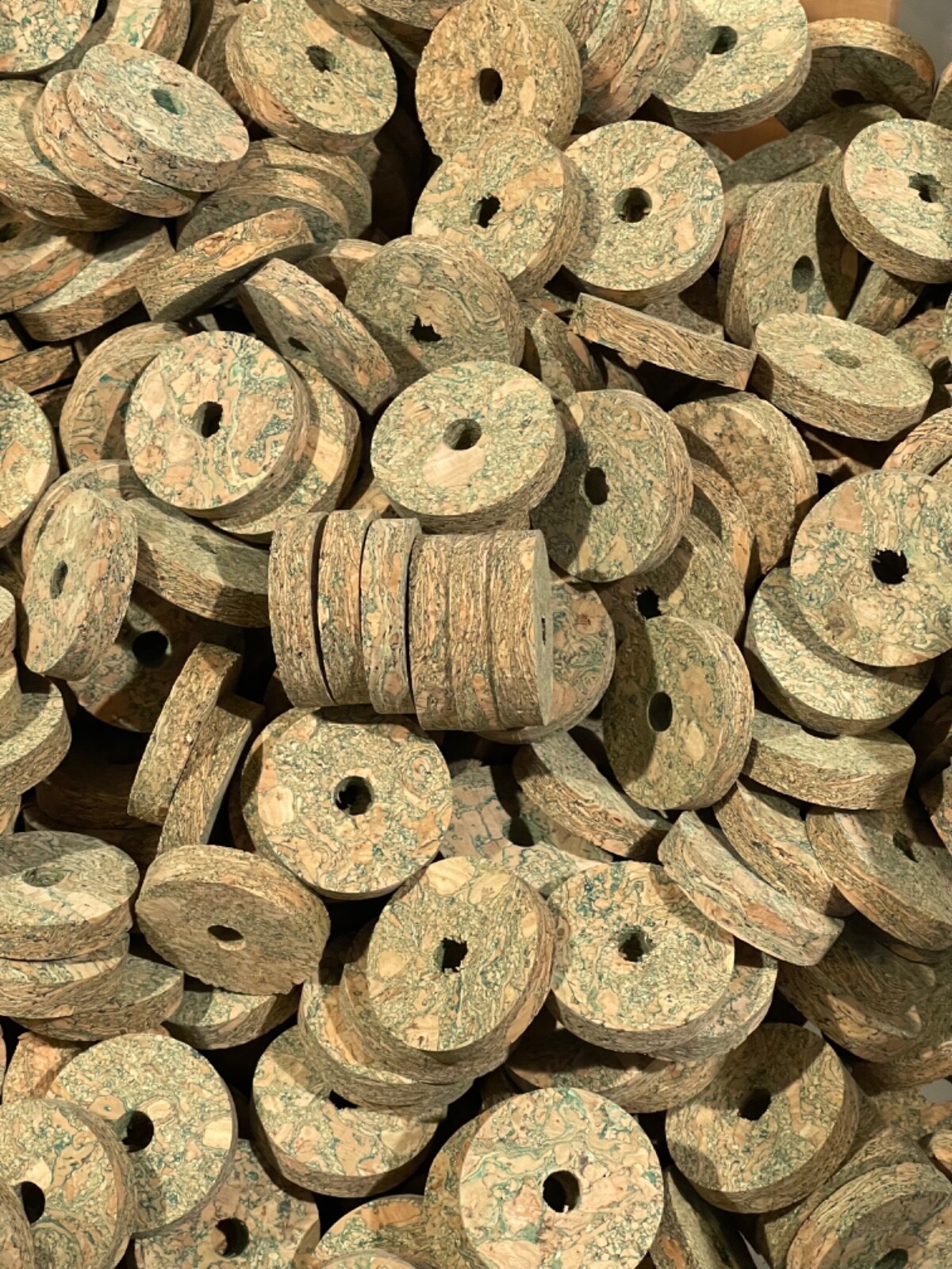 Cork Rings Green Burl, 12 -  1 1/4" X 1/4" X 1/4" Hole