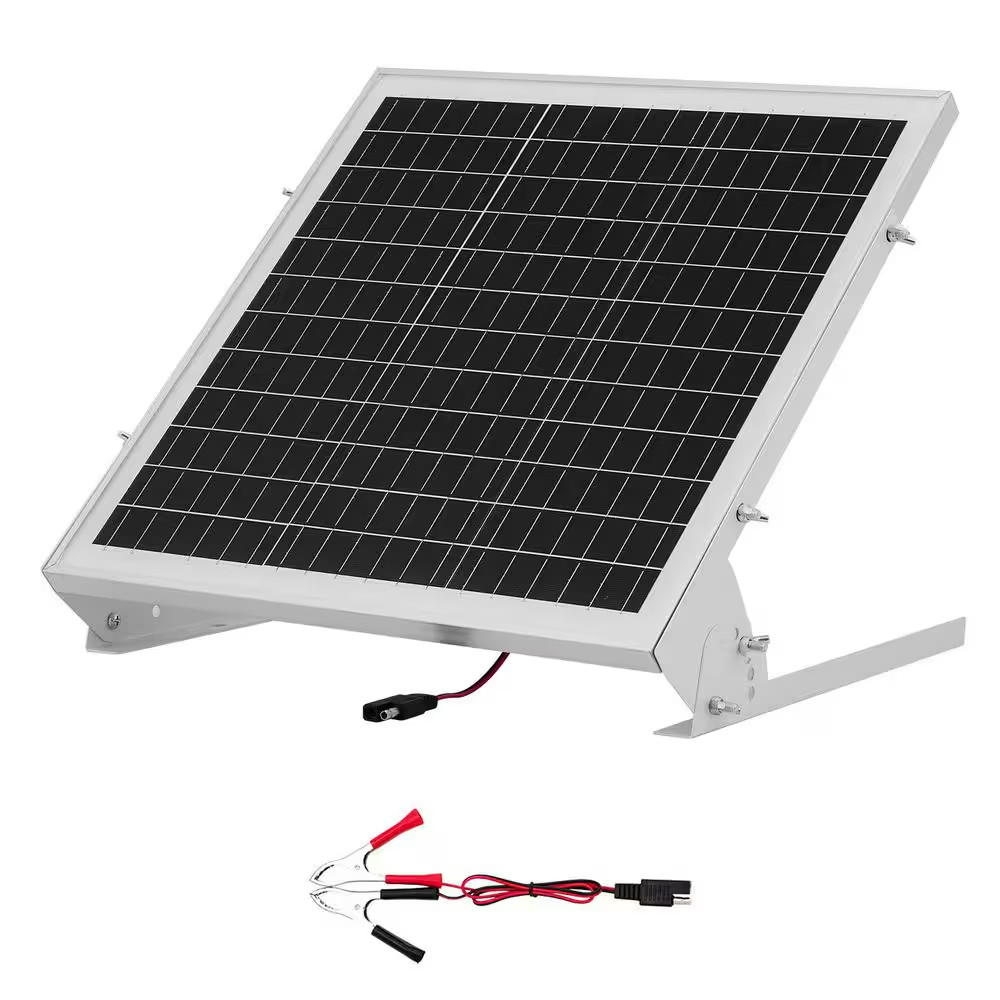 12V 20W Solar Battery Charger, 1.28 Ft. Monocrystalline Silicon Solar Panel Sing