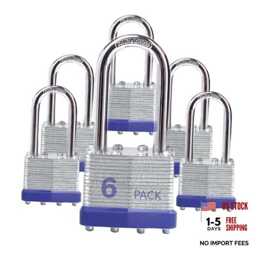 Lock Outdoor Padlocks, Key Lock, Padlocks with Same Key - Laminated 6 Pack Blue
