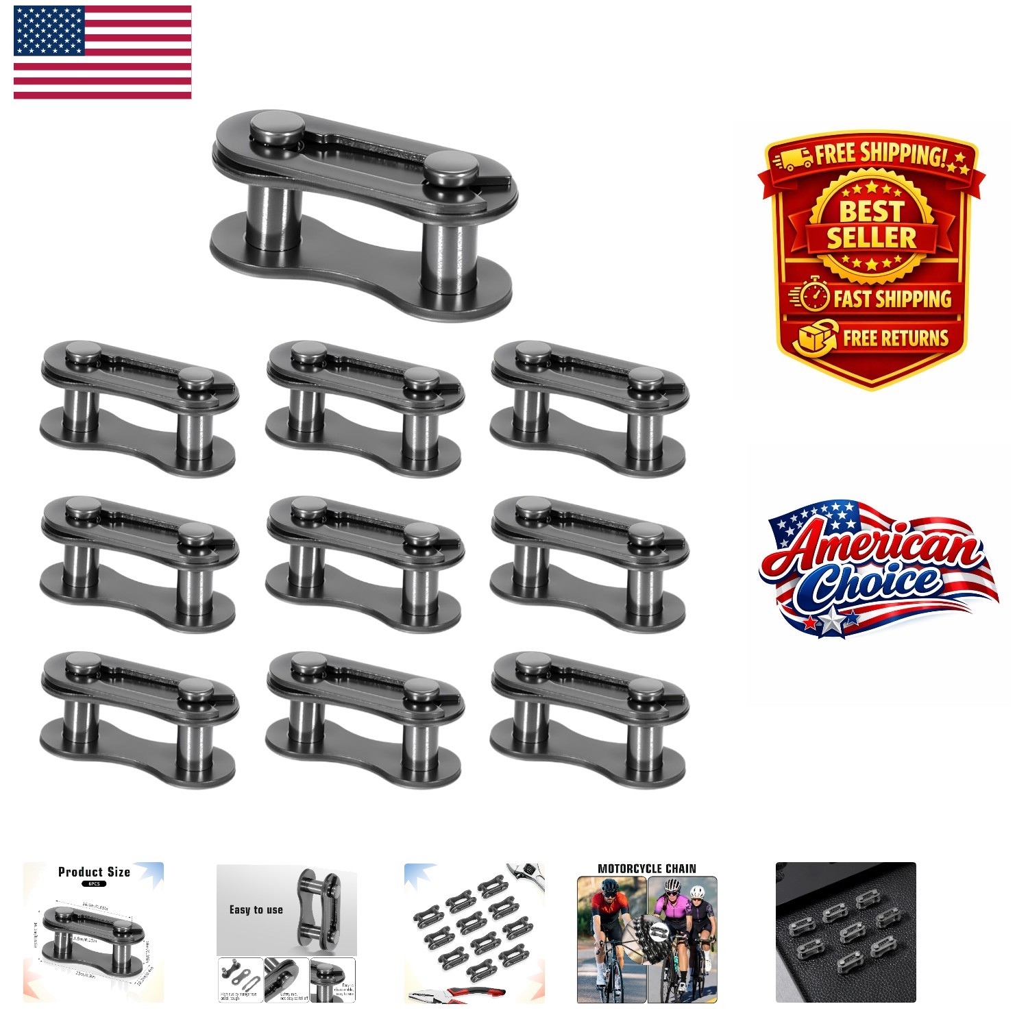 10 Stainless Steel Quick Split Chain Links for Easy Bike Repairs - Single Speed