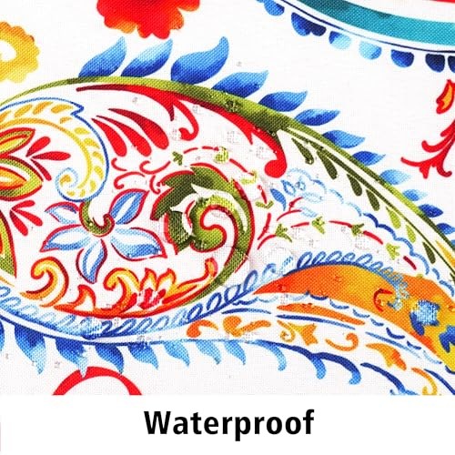 Outdoor Tablecloth with Umbrella Hole and 84" x 60" (Rectangular) Paisley Multi