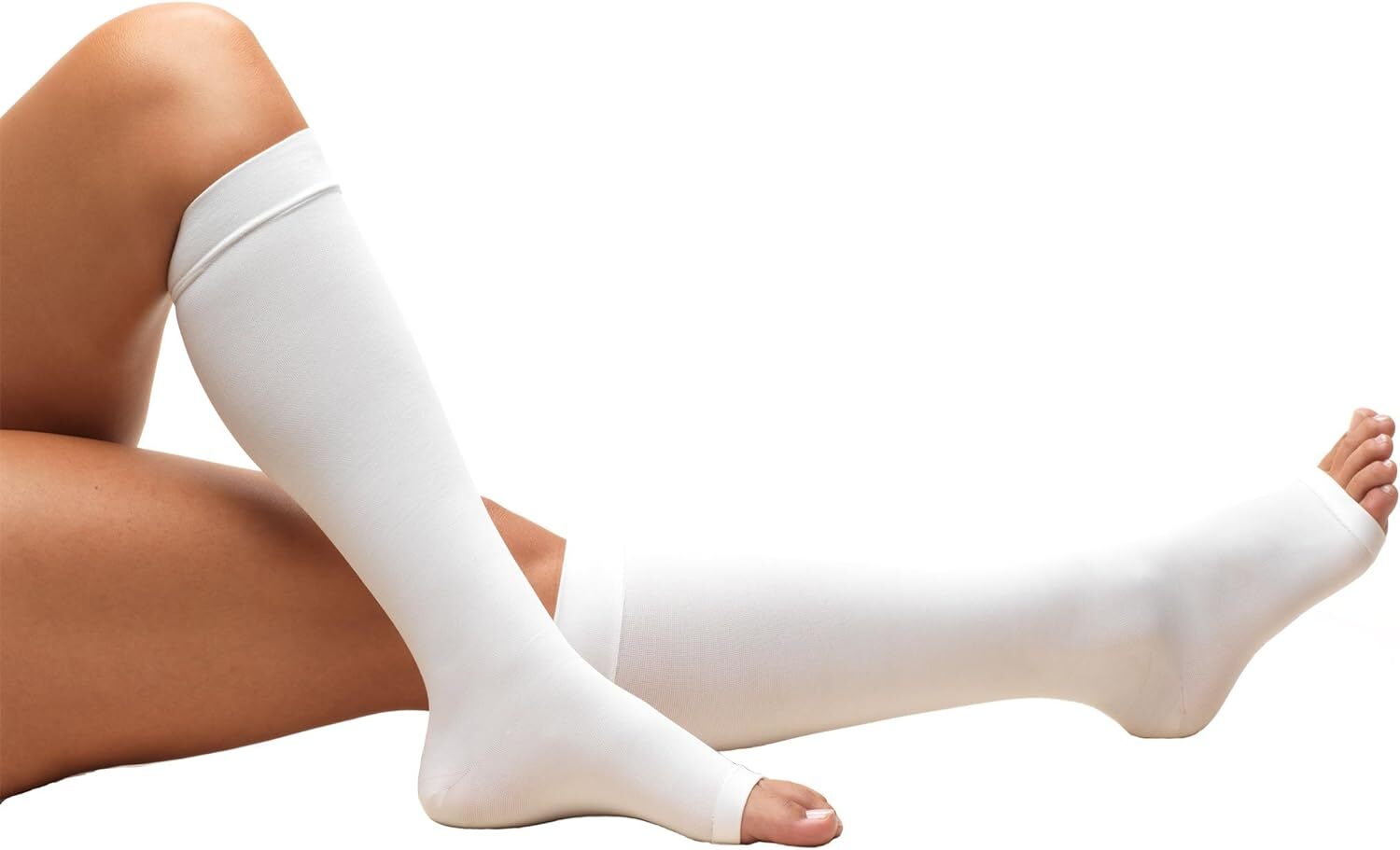 TRUFORM Anti-embolism Open Toe Below Knee 18mmHg (White) X-Large