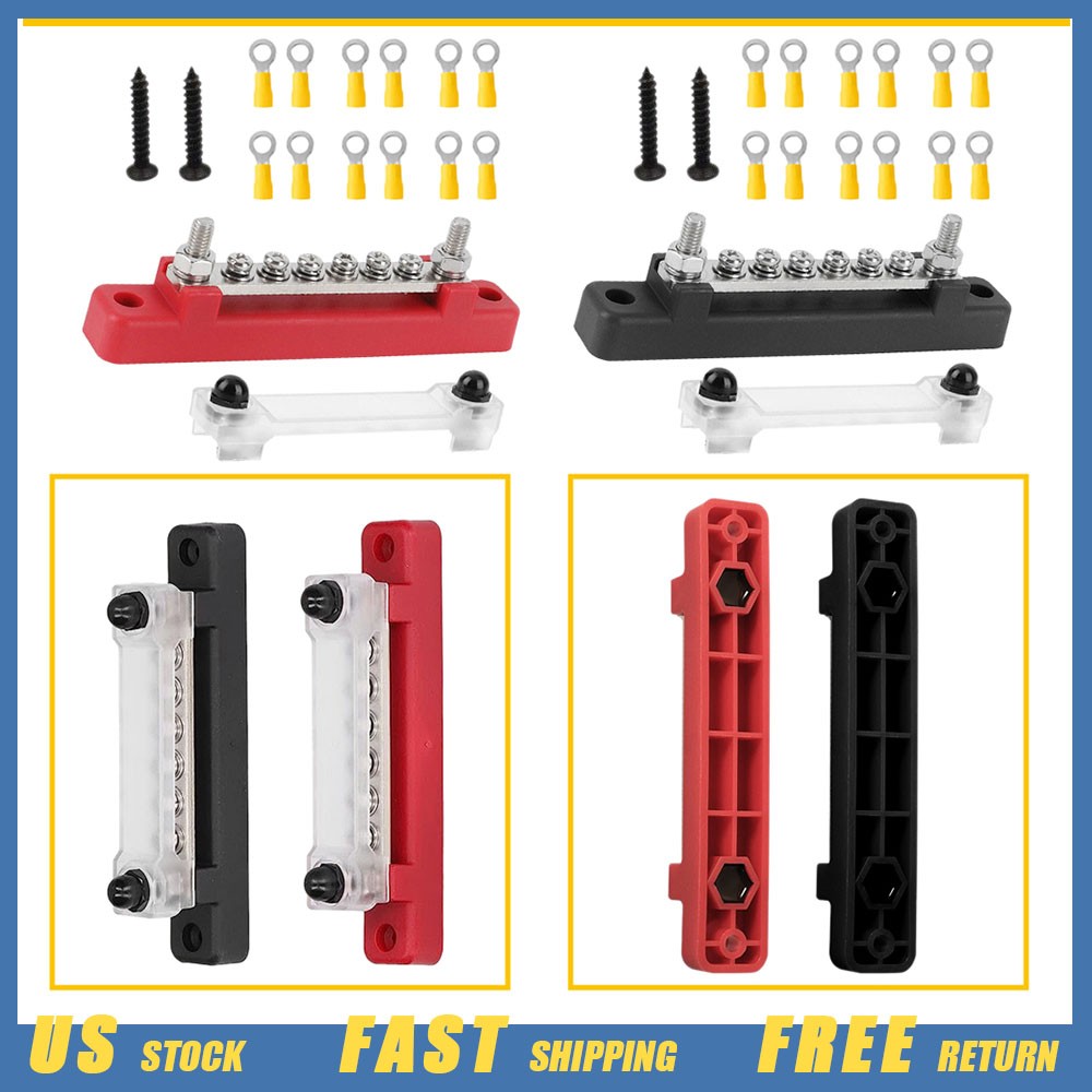 Power Bus Distribution Bar Terminal 150A Battery Screws Block for Car Boat 6 Way