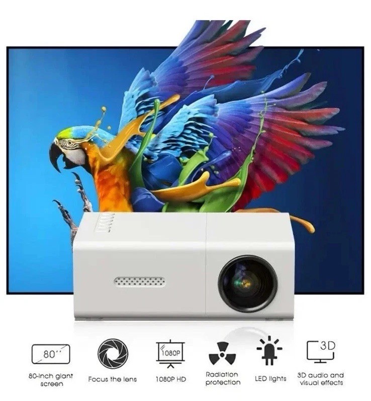 Portable Projector 1080P HD Mini Home Cinema Movie Theater Projector Multimedia