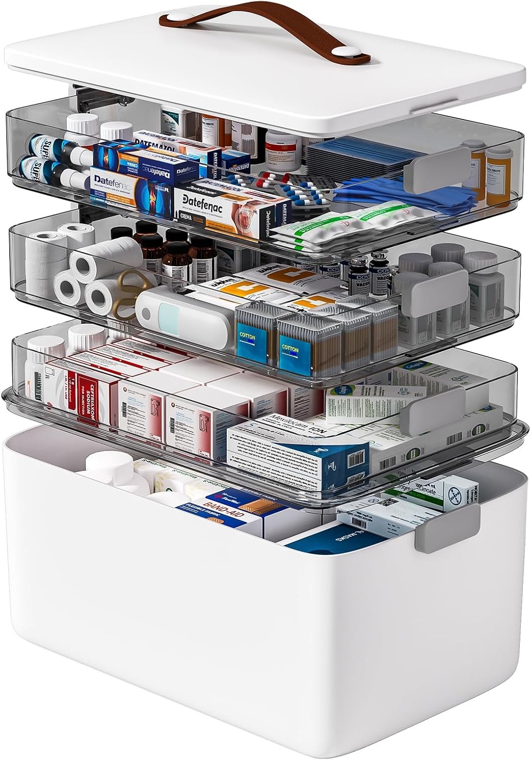 funest 4- Tier Medicine Storage Box Organizer Portable First Aid kit Box Empty w