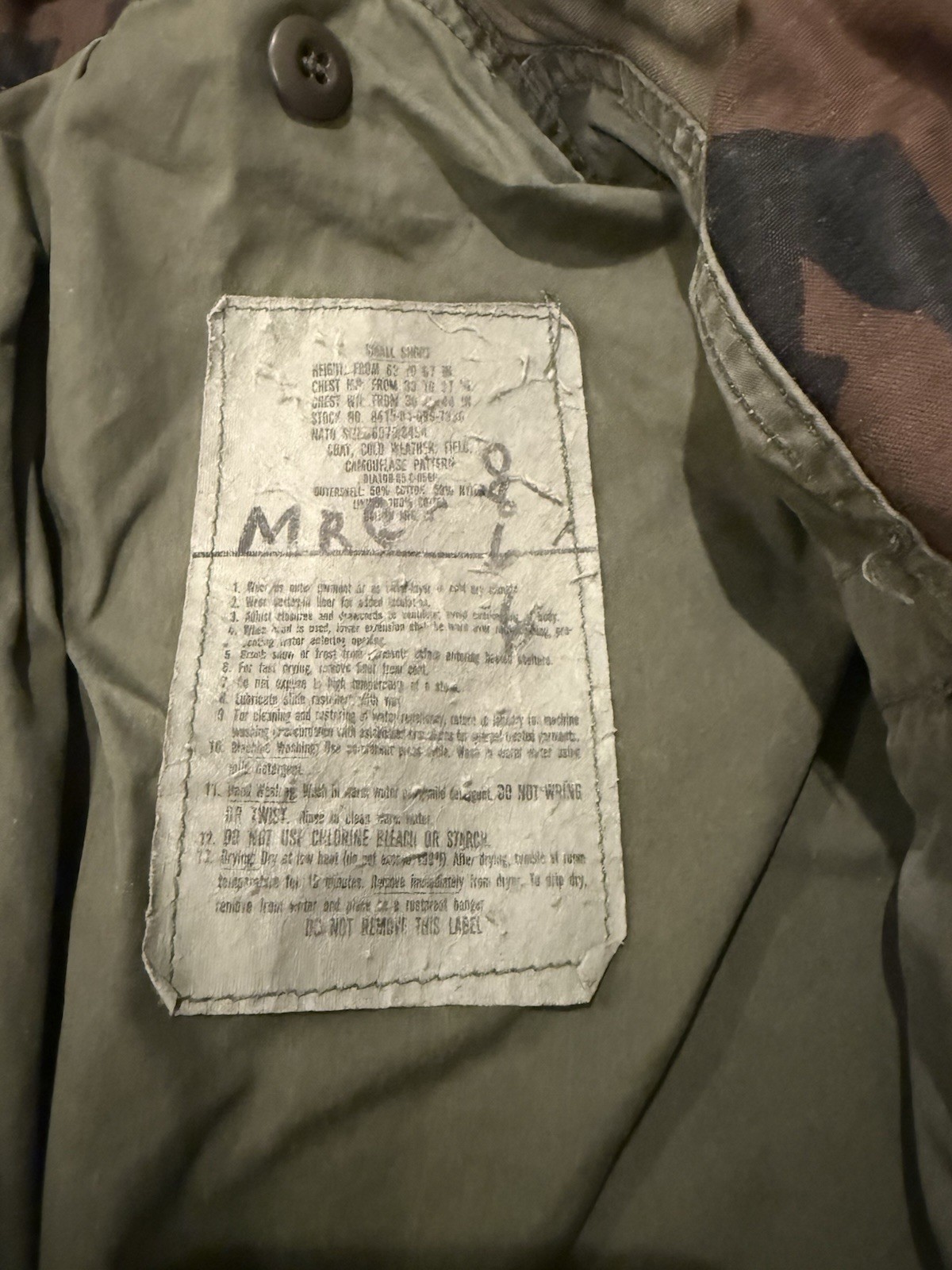 Vintage U.S. Army M-65 Field Jacket Woodland Camo Small Short Hooded
