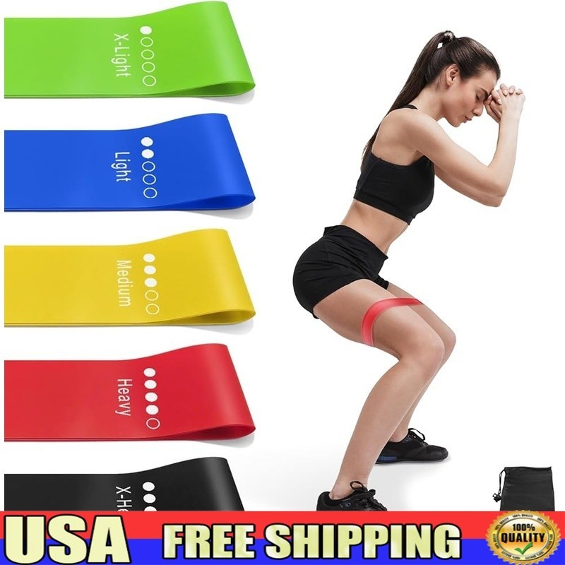 5 Level Resistance Bands Set Fitness Training Exercise Workout Home Gym New