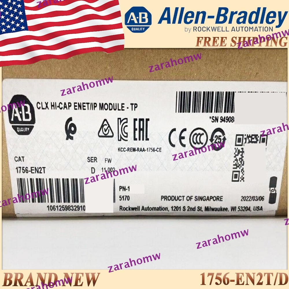 Factory Sealed AB 1756-EN2T/D ControlLogix EtherNet/IP Module 1756EN2T Free Ship
