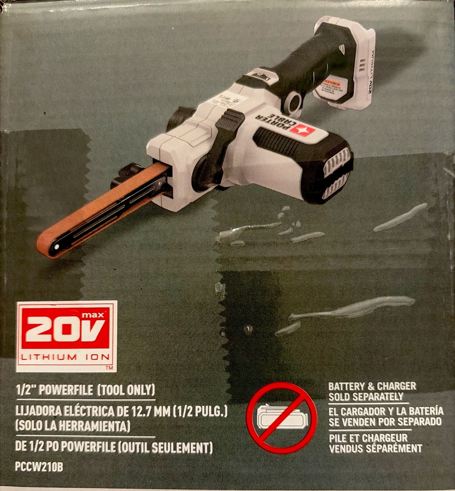 PORTER-CABLE PCCW210B 20V MAX 1/2in Cordless Belt Sander Power File Tool Only