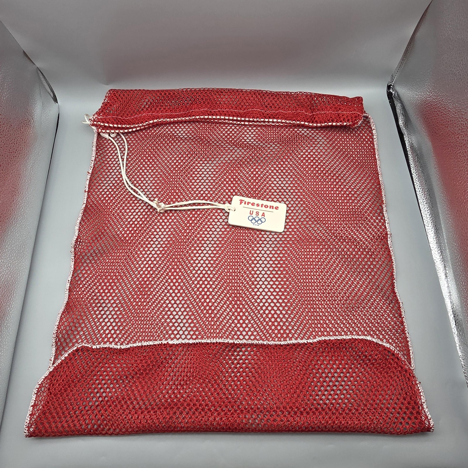 Vintage Firestone USA Summer Olympics Mesh Bag Red Basketball Sports 30x19"