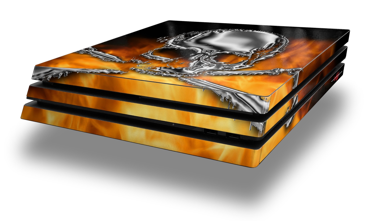 Skin for PS4 Pro Chrome Skull on Fire Playstation 4 Console