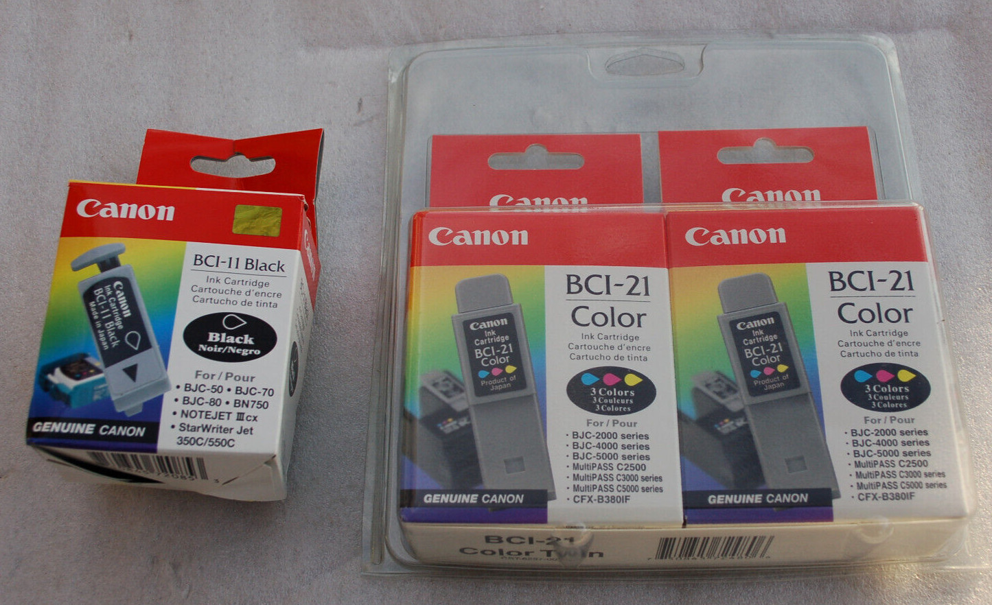 Lot of Canon BC-21 Two-Pack Color Cartridges &  BCI-11 Two-Pack Black Cartridges