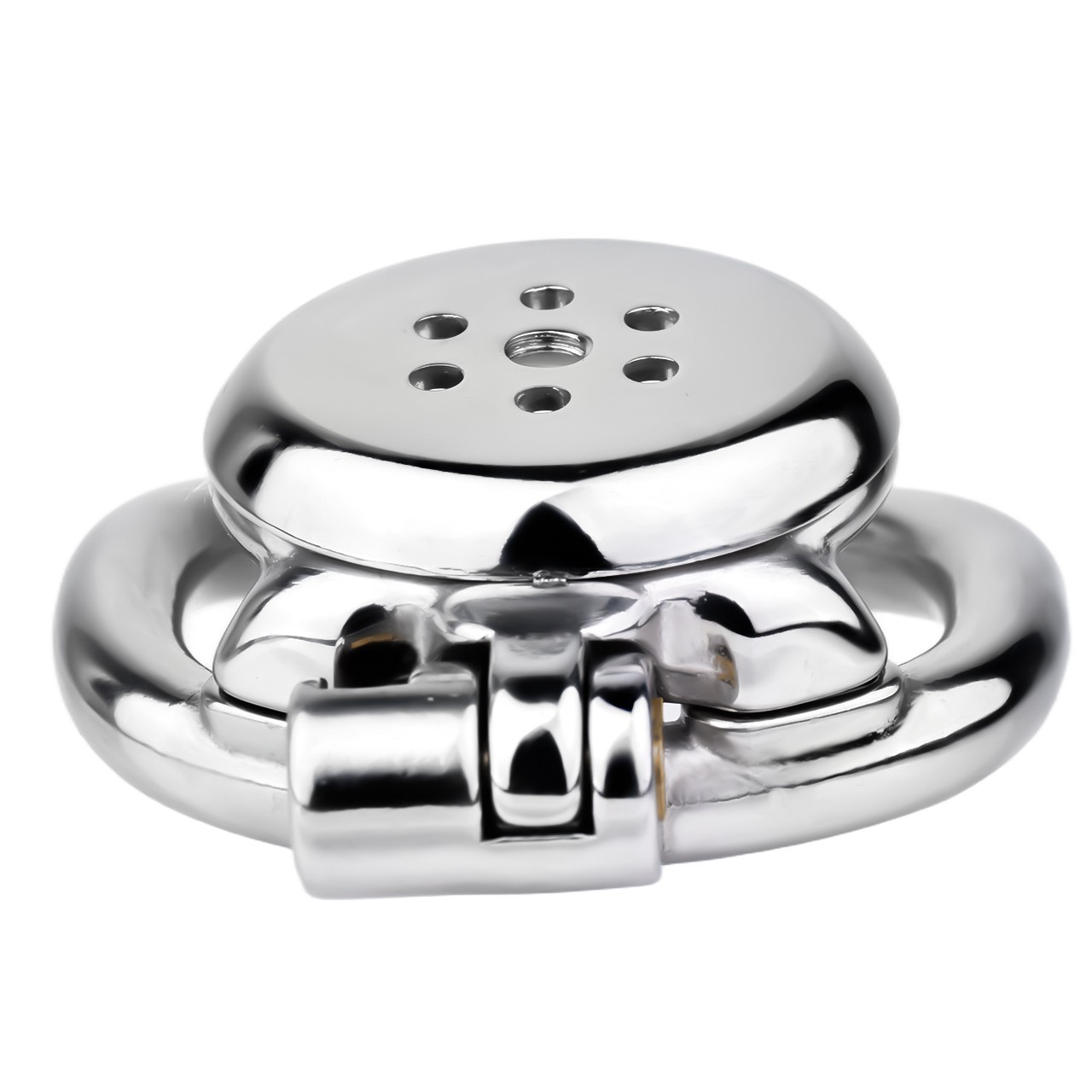 Flat Stainless Steel Chastity Cage Device With Lockable Ring 45mm 50mm For Man