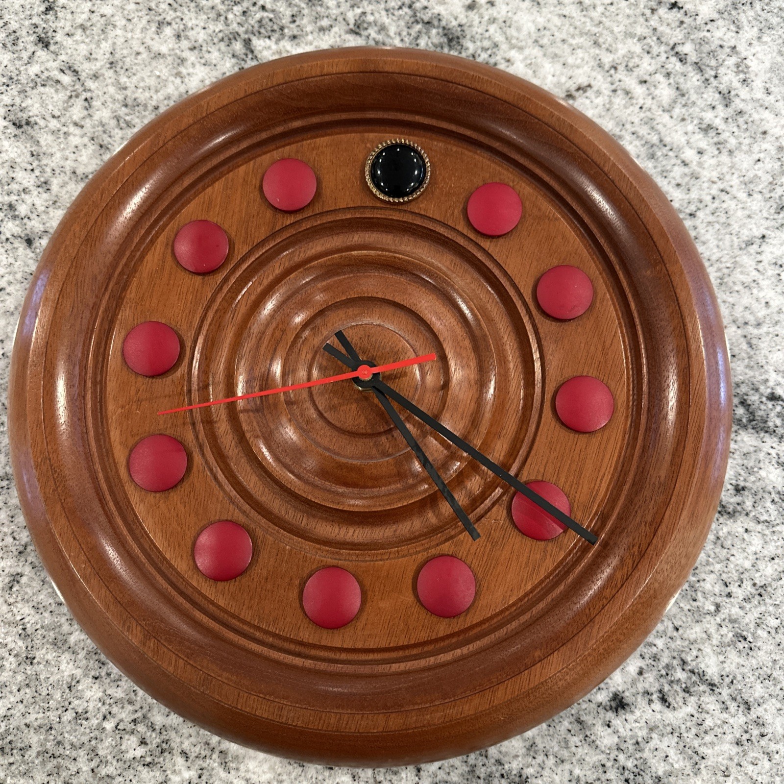 Jewel Wooden  Wall Quartz Clock by Tochigi Tokei, Japan 11.5” Works Tested