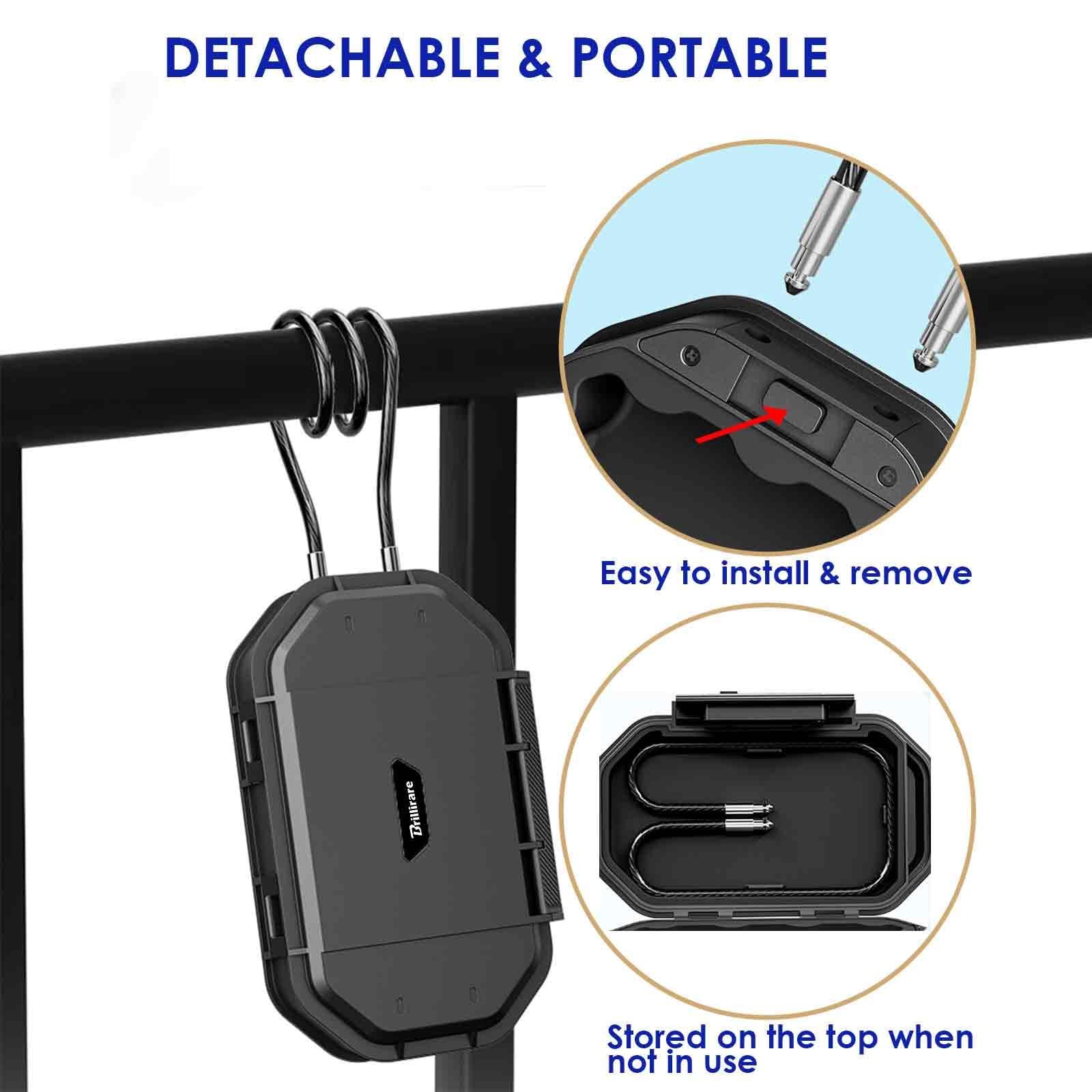Waterproof Lock Box, Portable 4-Digit Combination Safe Boxes with Removable C...