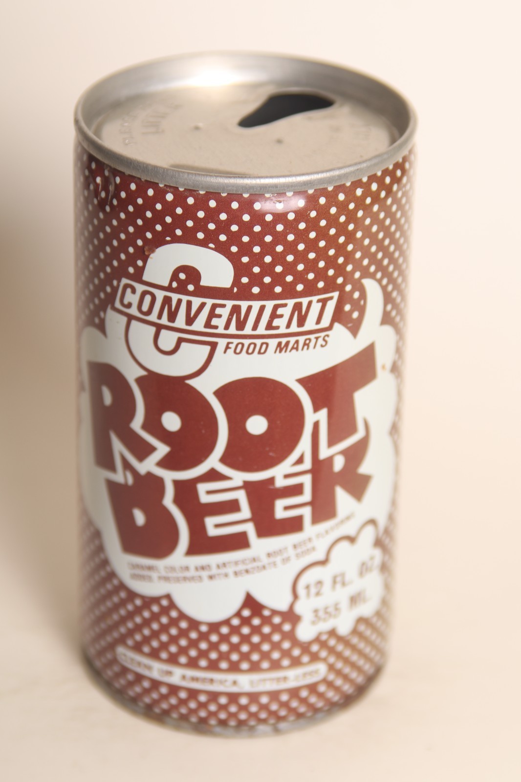 Convenient Root Beer soda can