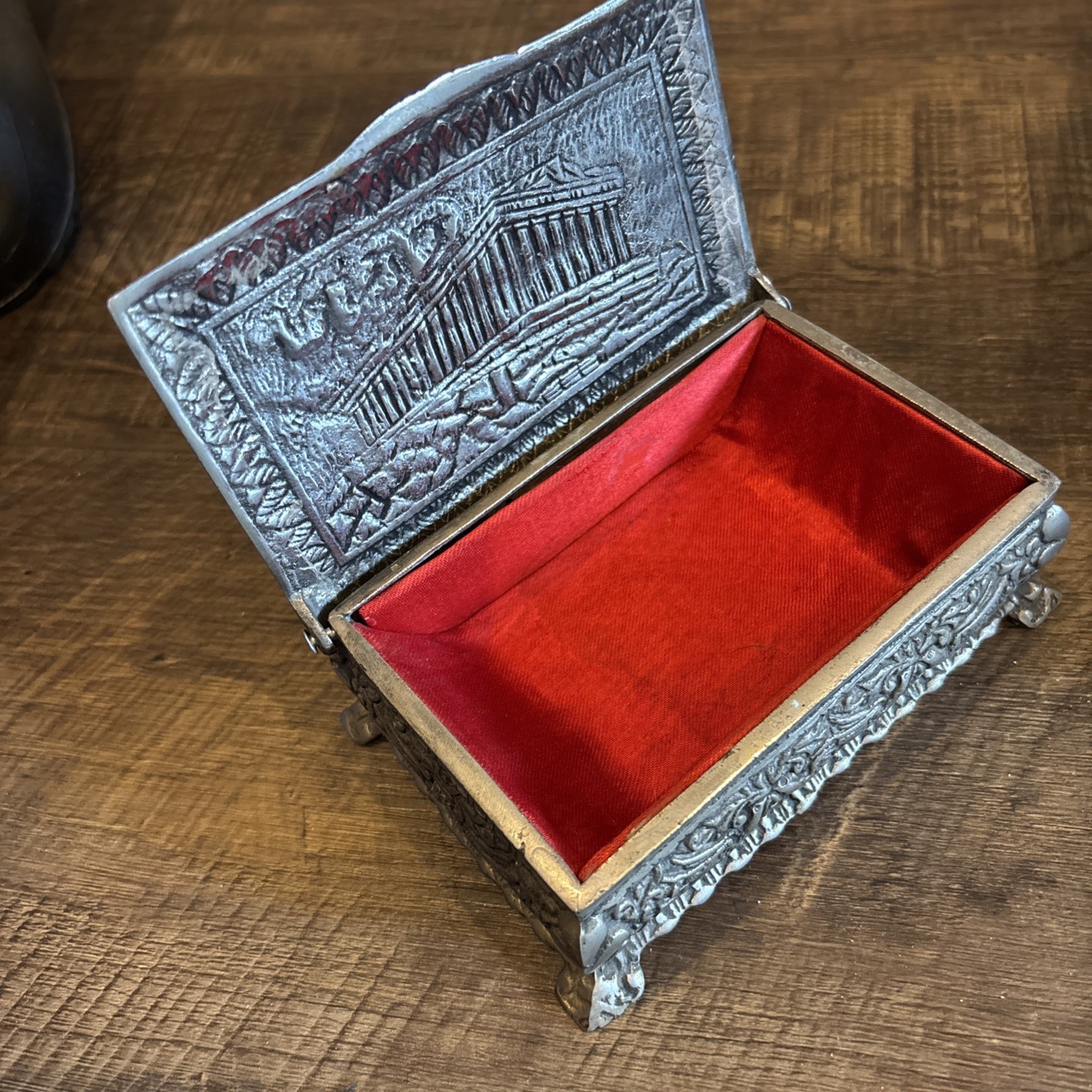Parthenon and Scrolls Design, Metal Hinged Lid Box